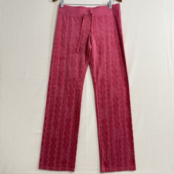 Juicy Couture Velour Track Pants Size Medium Straight Pink - Picture 1 of 9